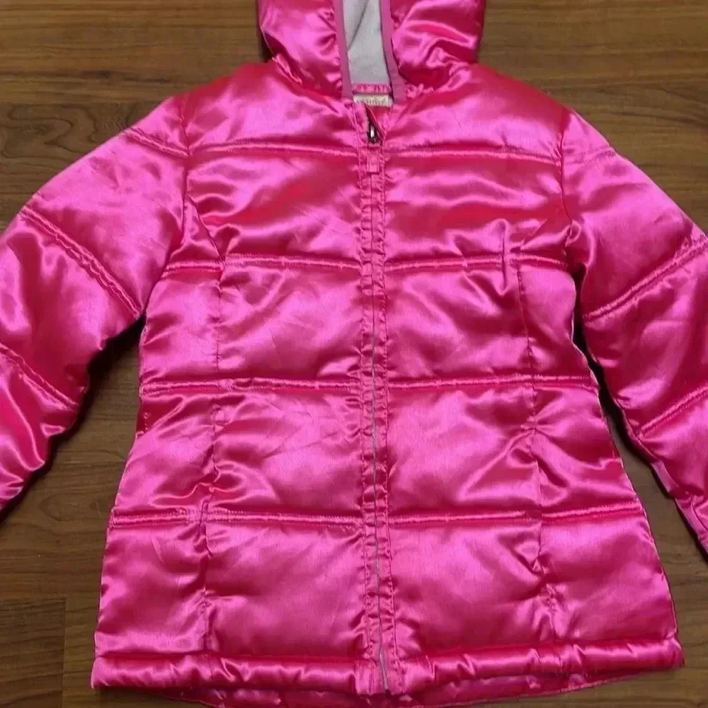 Hot pink toddler puffer jacket, size XS 4/5 - Picture 2 of 9